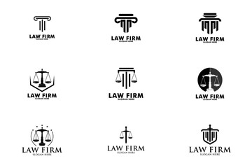 Set of law logo. Law firm Logo collections Premium Vector
