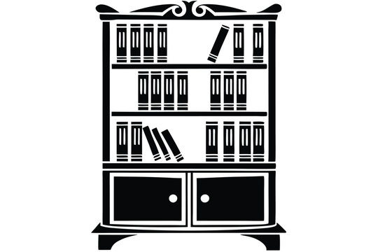 recommend clip art: Book shelf vector silhouette