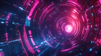 Fototapeta premium Futuristic business concept, innovation, technology, neon lights, abstract shapes, digital art 