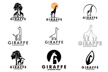 Set of Giraffe logo vector design template