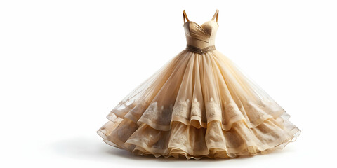 Naklejka premium A beautiful dress isolated on a white background, fashion, clothing, elegant, style, design, fabric, garment, trendy, boutique