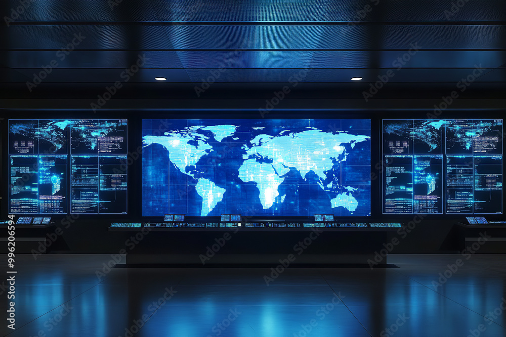 Canvas Prints Global Shipping Operations in a High-Tech Control Room  