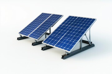 Two isolated solar panels - 3D illustration with generative ai