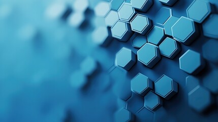 Abstract background with blue hexagons in different sizes and shades of light blue, creating an elegant design for technology or science-themed projects.