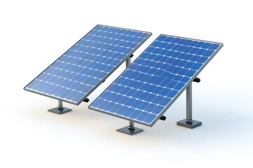 Two isolated solar panels - 3D illustration with generative ai
