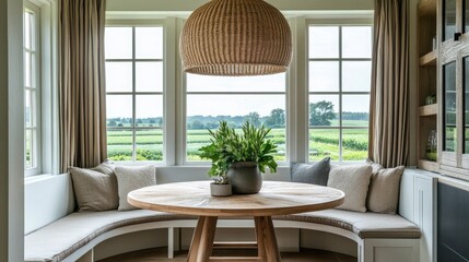 Obraz premium Inviting breakfast nook with a built-in bench
