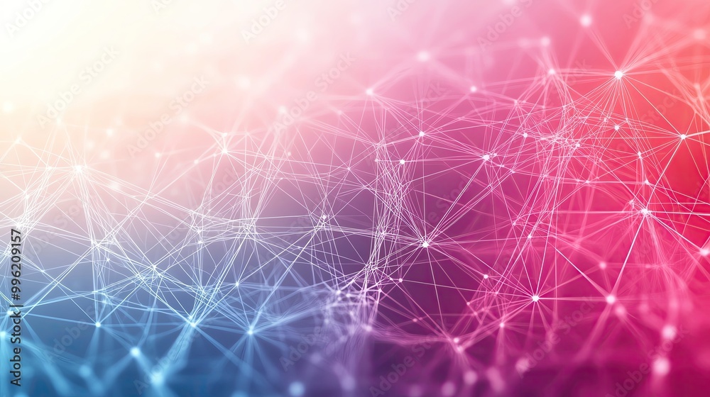 Poster abstract network background with colorful connections and nodes, representing data, technology, and 