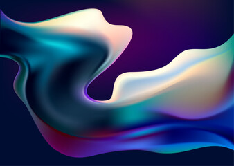 Abstract liquid holographic gradient shape. 3D Vector design element.