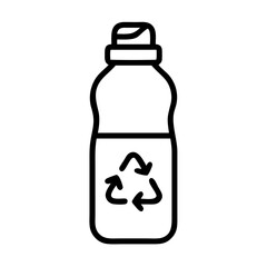 Obraz premium Reusable Bottle with Recycling Symbol on White Background