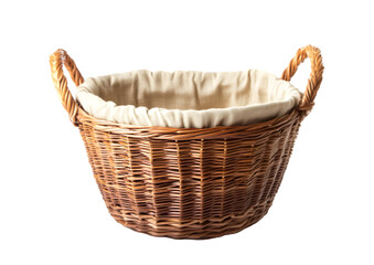 Obraz premium a wicker basket with a white cloth inside. 