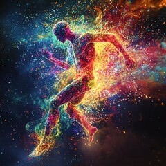 Fototapeta premium Ethereal Human Form Bursting with Light and Color