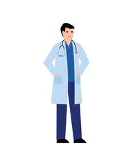 Doctor. Man with statoscope. Simple flat vector illustration.