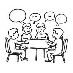 Group Discussion Illustration with Speech Bubbles design