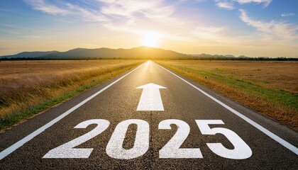  Road to 2025 with an empty road with written 2025 and arrow pointing towards 