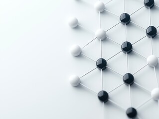 Fototapeta premium Minimalist digital network pattern with soft glowing nodes, clean lines on a white background, tech-inspired