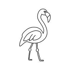 Flamingo in doodle style. Vector, on a white background