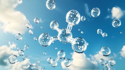 Clear Sky with Visible Carbon Dioxide Molecules Representing Environmental Concerns