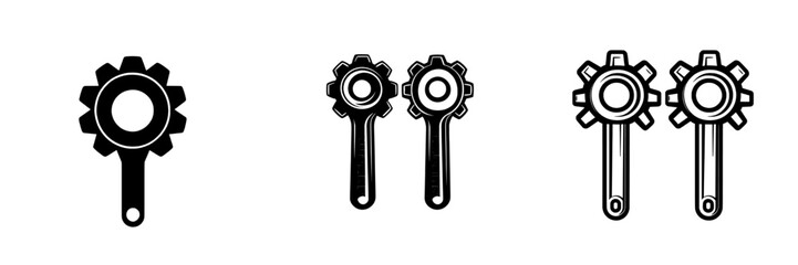 A logo or icon for an industry with a gear symbol on a transparent background, a modern illustration