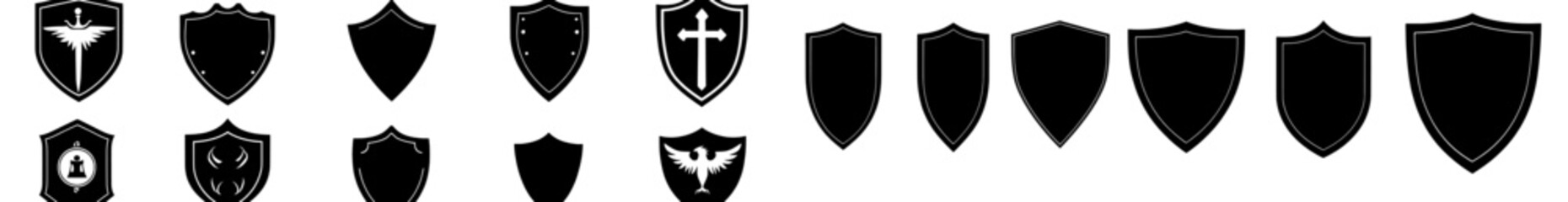 The shield emblem and badge set. The shield icons set. Protect shield moderns.