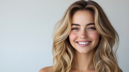 Naklejka premium Woman’s Hand Running Through Wavy Blonde Hair in Sunlit Field