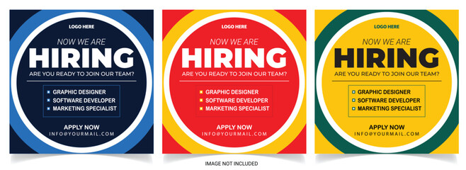 hiring job vacancy social media post or square web banner template vector design template