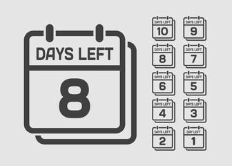 Countdown daily page calendar icon - 8 days left