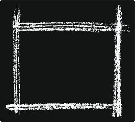 Chalk Grunge Hand Drawn Frame, Hand drawn rectangle chalk borders, White rectangular frame, decorative doodle for design in vector illustration
