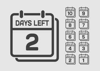 Countdown daily page calendar icon - 2 days left