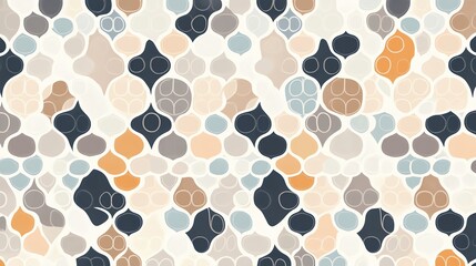 Fototapeta premium A modern abstract pattern featuring rounded, colorful shapes in a harmonious blend of neutral tones and vibrant colors.