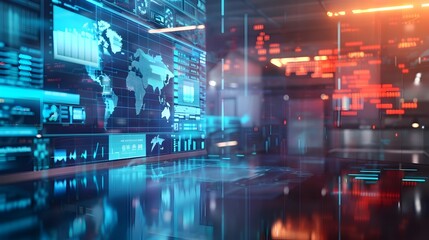 Futuristic 3D Holographic News Broadcast with Immersive Graphics and Interface