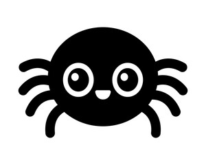 Cute spider illustration. Black spider icon.