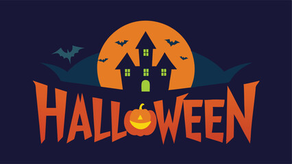 Happy halloween background with pumpkin and bats