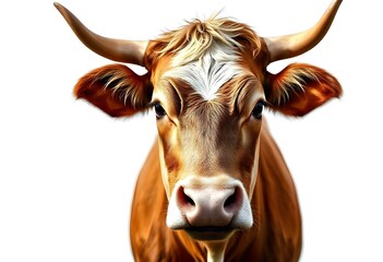 red cow isolated on white background, 3 d illustration, 3 d rendering.