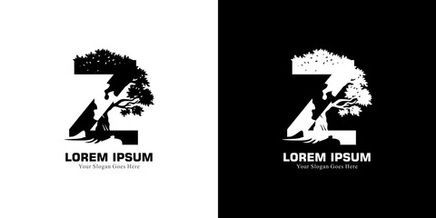 Z-shaped logo design combined with a tree