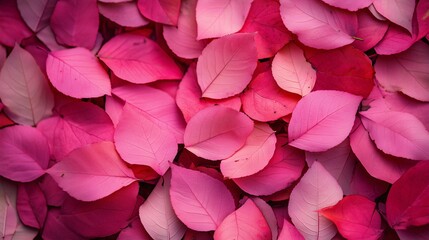Obraz premium Pink fall leaves covering the ground