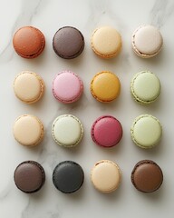 Obraz premium Colorful Macaroons on a Flat Surface in Pastel Shades