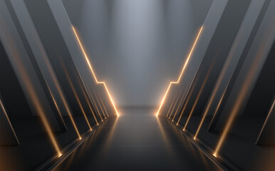 Fototapeta premium Futuristic empty scene with light effects