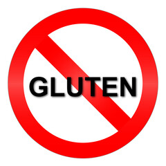 Signe d'interdiction avec le mot "Gluten"