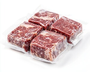 Fototapeta premium Frozen Meat Pack in Plastic Wrap for Storage