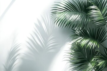 Palm Fronds Casting Shadows on a White Wall