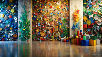 Fototapeta premium Abstract art showcasing zero-waste manufacturing practices, innovation, creativity, sustainability