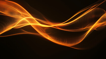 Fototapeta premium abstract orange background, wavy abstract orange lines in wave shape, data flow concept, black background and orange wave flow