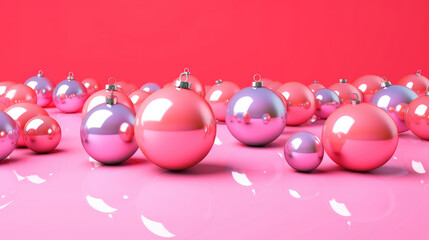 Illustration of christmas balls on a pink background