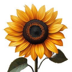 Vibrant sunflower with detailed petals and realistic textures on a transparent background, capturing the essence of nature and summer beauty