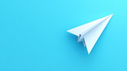 A white paper airplane on a blue background.