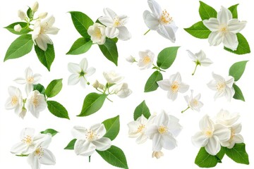 Isolated white floral arrangement with Jasmine flowers