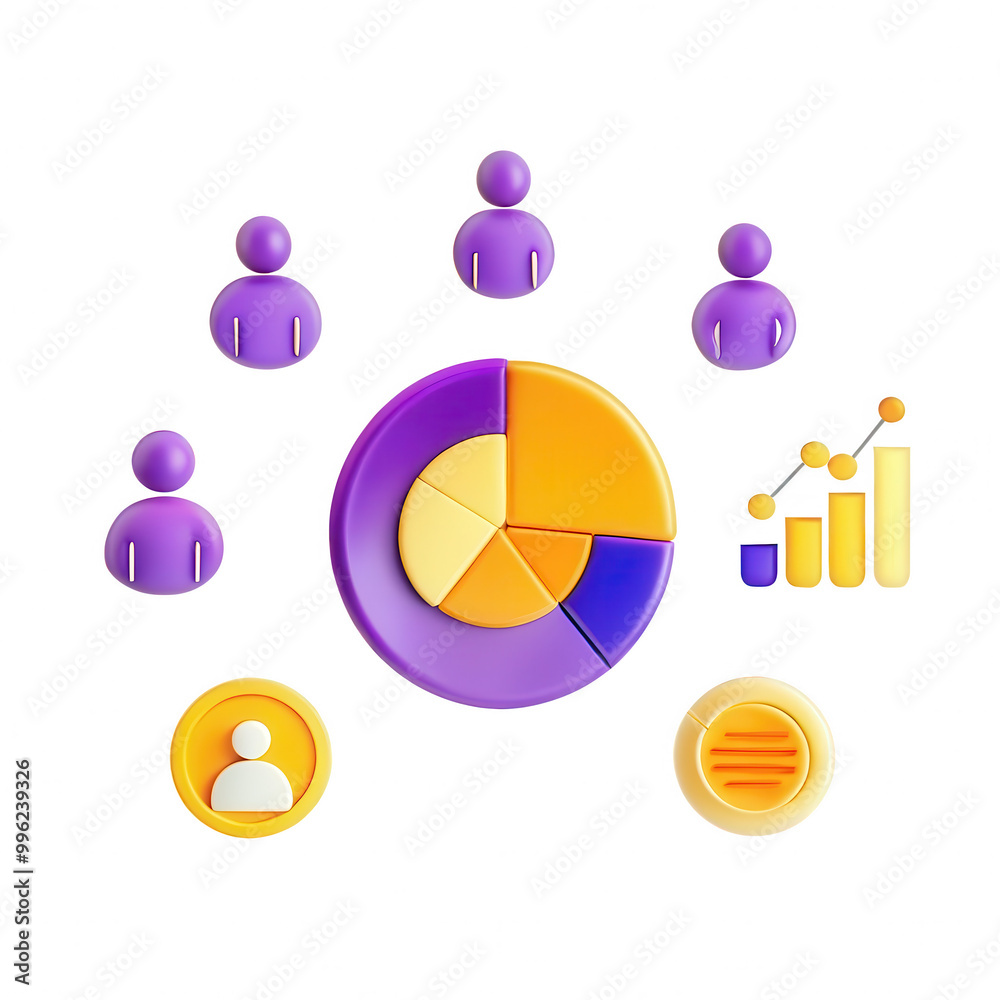 Poster this image showcases a colorful 3d representation of data visualization including charts and figures