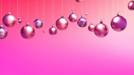 Illustration of christmas balls on a light magenta background