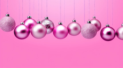 Illustration of christmas balls on a light magenta background