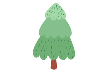 Handdrawn Christmas tree. Christmas doodle tree vector illustration isolated on a white background.